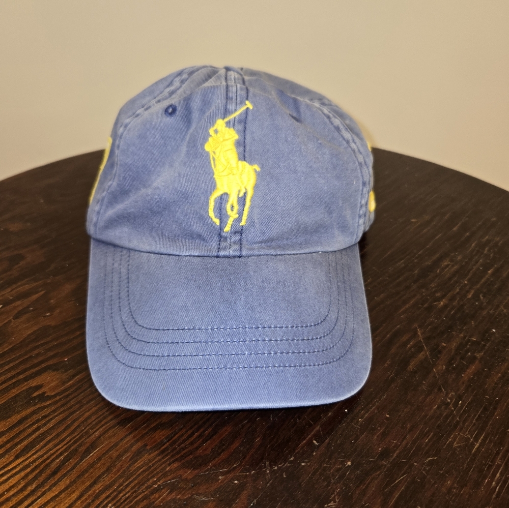 Vintage Ralph Lauren Blue Hat with Yellow Embroidery